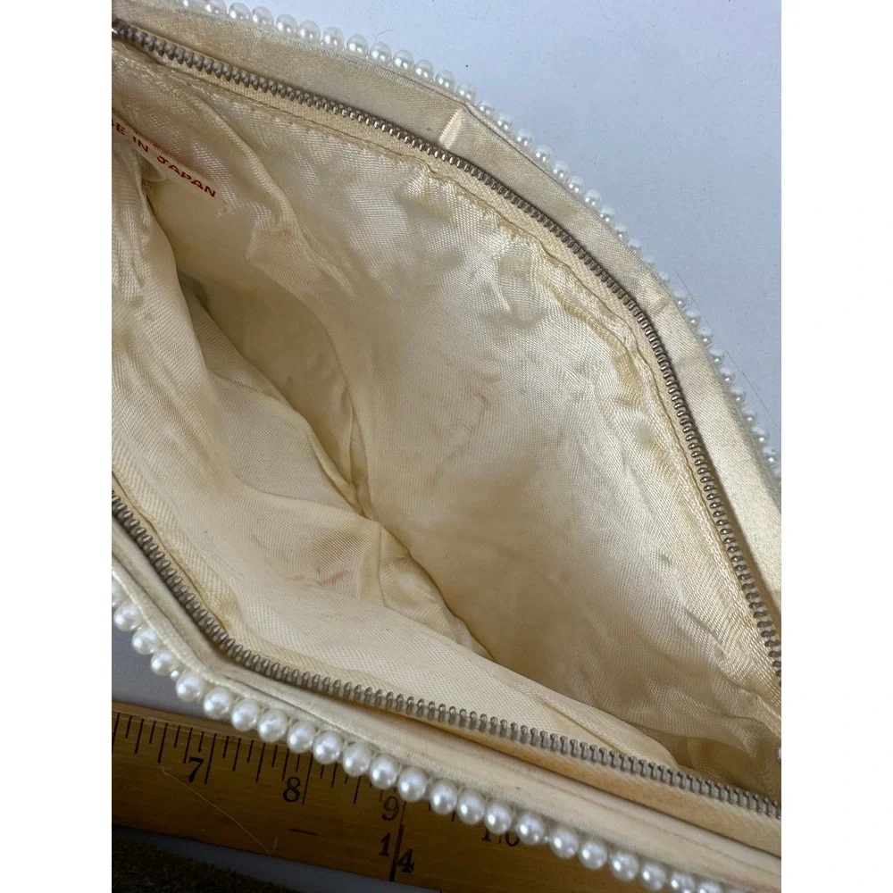 Vtg Faux Pearl Beaded Clutch Purse Coquette Old‎ Money Bridal Y2K Made Japan